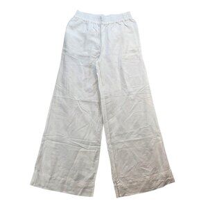 Evereve Sophia Linen Pants Wide Leg High Rise 4-pocket Beachy Boho White sz Sm‎